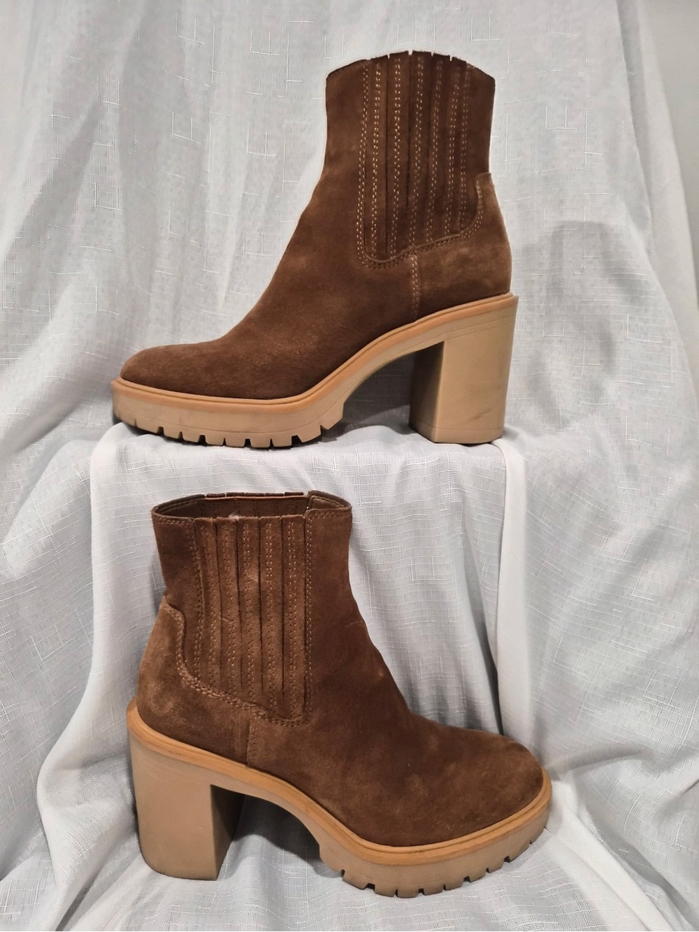 Dolce Vita Brown Suede Chunky Heel Ankle Boots